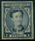Espagne 1 Peseta 1876 Bleu / Sans Dent / Mh Alfonso Xii 180S