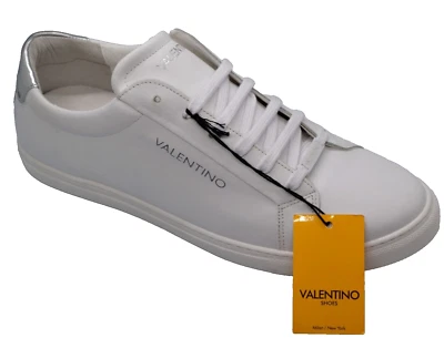 Valentino Men's Italy White Leather Lace Up Sneakers Shoes Size 12 - Image 1 of 4