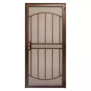 Unique Home Designs Security Door W/ Metal Screen 36" x 80" Mount Steel Copper - Picture 1 of 3