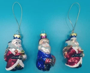 Set Of Three SPF Vintage Glass Blown 3" Santa Ornaments! - Picture 1 of 6