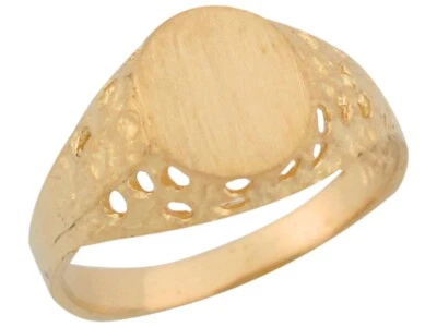 10k or 14k Yellow Gold Oval Signet Design Antique Inspired Baby Ring - Image 1 of 4