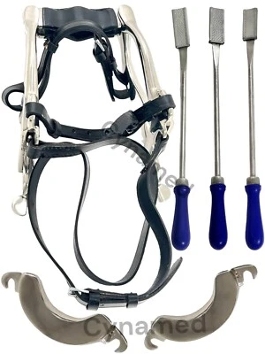 CYNAMED Equine Dental Kit Set McPherson Mouth Speculum Horse Mouth Gag Float Rasp set 3
