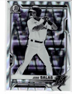 Jose Salas Miami 2021 Bowman Draft cromo blanco y negro refractor de ondas de rayos - Imagen 1 de 2