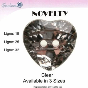 Hemline / Vizzy Precious Heart Buttons (Style 3719), Select Colour & Size - Picture 1 of 10