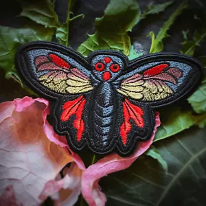Moth Man Patch Iron-on Applique Cryptid Badge, Myth Legend Folklore Paranormal - Picture 1 of 12