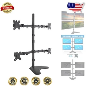Durable Steel Quad Monitor Mount | Full Motion 4 Screen Stand for Home & Office - Picture 1 of 11