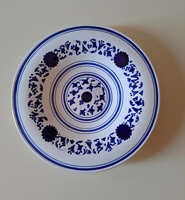 Piatto ceramica bianca e blu firmato Padovani Faenza Museo della Ceramica 27 Cm - Immagine 1 di 4