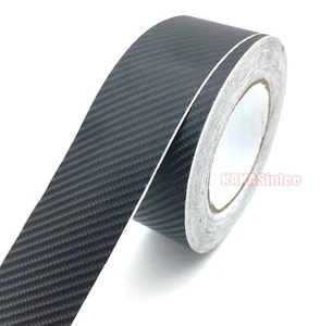 Pegatina envolvente 2"" x 120"" negra libre de aire 4D grano de automóvil fibra de carbono decoraciones de vinilo AB - Imagen 1 de 5