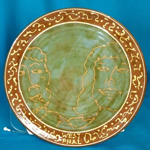 Whimsical WESTPHAL Artist-Signed Large 16-Inch Ceramic Pottery Portrait Plate - Picture 1 of 10