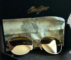 Maui Jim Gold Polarized Titanium Sunglasses Gold Lens Women New With Box