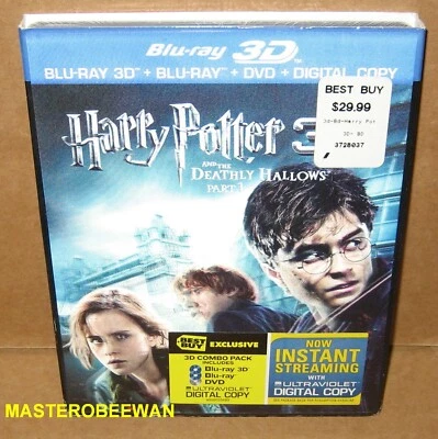 Harry Potter & The Deathly Hallows Part 1 (3D+Blu-Ray+DVD) New Sealed Lenticular - Image 1 of 2
