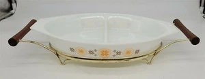 ThriftCHI ~ Pyrex Town & Country geteilte Schale mit MCM Halter - Bild 1 von 10