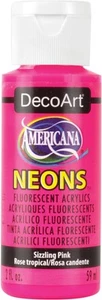 DecoArt Americana Neons Fluorescent Acrylic Paint 2oz-Sizzling Pink DHS-3 - Picture 1 of 1