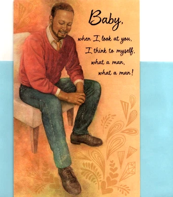 Tarjeta de felicitación feliz cumpleaños afroamericano hombre mi bebé esposo pareja Foto 1 de 3