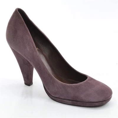 Ladies Delman Round Toe Platform Pumps 6.5 M Mauve Suede Slip On High Heel Shoes - Image 1 of 3