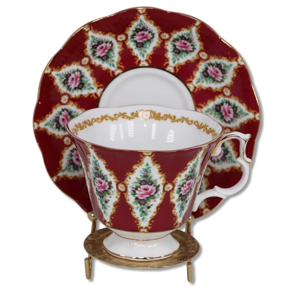 Набор чайных чашек и блюдец на ножках Royal Albert Holyrood королевская серия Англия - Изображение 1 из 4