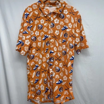 Camisa Hawaiana Manga Corta Abotonada New York Islanders Para Hombres Talla XL NHL Hockey Foto 1 de 4