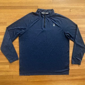 Spyder Active Quarter Zip Pullover Uomo XL Blu Manica Lunga Performance ProW-B - Foto 1 di 12