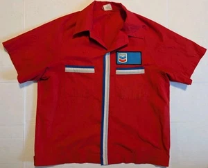 Camisa Uniforme Estación de Servicio Chevron De Colección Roja M - Imagen 1 de 7