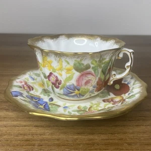 VTG Hammersley Queen Ann Chintz Floral Gold Brushed Bone China Tea Cup & Saucer - Picture 1 of 11