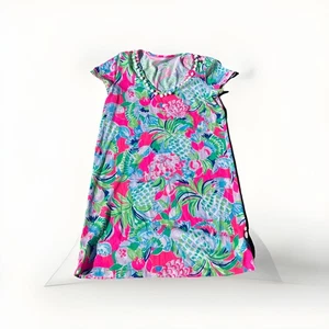 Lilly Pulitzer Shirt Dress  Small Etta V-Neck Multi Raise The Bar Pom Pom  small - Picture 1 of 4