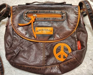 Union Bay Crossbody Bag Tote Purse Vintage Y2K Peace Sign Brown New With Tag - Picture 1 of 4