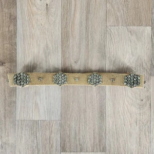 Cinturón con cuentas adornado dorado para mujer pequeño estrás flor elástico - Imagen 1 de 10