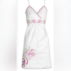 LILLY PULITZER ABITO BIANCO TESTURIZZATO CON CUCITURE RICAMATE COMPLETAMENTE FODERATO TG 6 - Foto 1 di 12