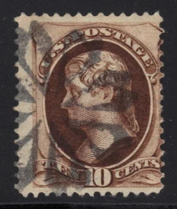 Billete de banco grande de EE. UU. #161 usado 10c Jefferson - blanco de Nueva York cancelación de correo extranjero TR-W5 - Imagen 1 de 2