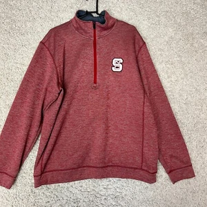 NC State Wolfpack Half Zip Pullover Sweater Mens XL Red Adidas NCAA College - Picture 1 of 9