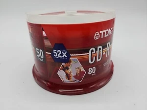 TDK CD-R 50 Pack Spindle Recordable Discs 52x 80 Min/700MB CDR Brand NEW Sealed - Photo 1/7
