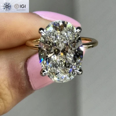 IGI 4.00Ct E VS1 Oval Cut Lab Grown Diamond Engagement Ring In 14K Two-Tone Gold - Image 1 of 4