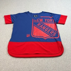 New York Rangers Hockey Shirt Woman L Blue NHL Sports Logo Loose Vneck Athletic - Picture 1 of 9