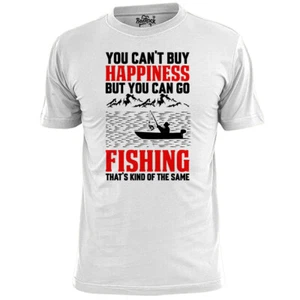 Camiseta para hombre You Can't Buy Happiness cita de pesca pesca pesca peces - Imagen 1 de 3