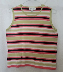 Casual Corner Annex Woman's X-Large  Sweater Vest Peach, Black, White  Striped.  - Picture 1 of 5