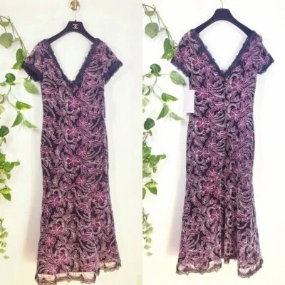 Sheath Dress 2 XS Wine Black Soutache Cocktail Embroidered JS COLLECTIONS New - Image 1 of 4