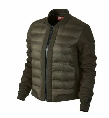 Chaqueta de bombardero Nike Tech polar Aeroloft oliva 708913 325 talla grande para mujer Foto 1 de 4