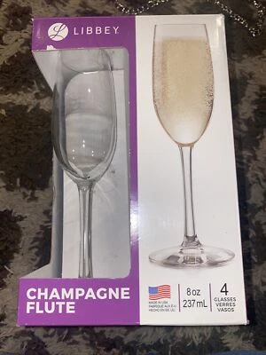 Libby’s Champagne Flutes Box Of Four -8 Ounce NEW! - Image 1 of 4
