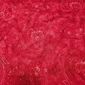 Bandana BTY Banyan Batiks Patriotic USA Stars Hearts Tonal Red - Picture 1 of 4