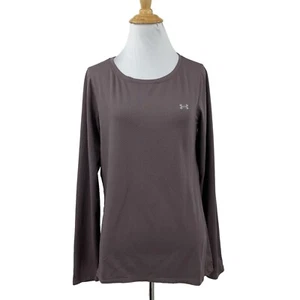Under Armour Shirt Womens M Medium Dark Mauve Fitted HeatGear Long Sleeve Tee - Picture 1 of 11