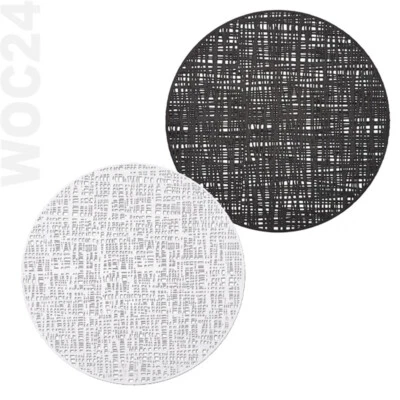 38 cm Tischset Platzdeckchen Platzset rund abwaschbar SCHWARZ / WEISS Kunststoff - Bild 1 von 2