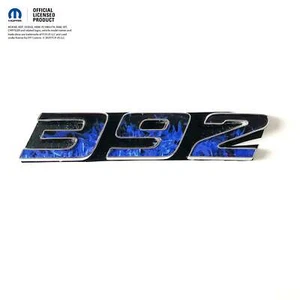 392 Fender Emblem Overlay Decals BLUE FIRE FLAMES Fits Dodge Challenger Charger - Picture 1 of 7
