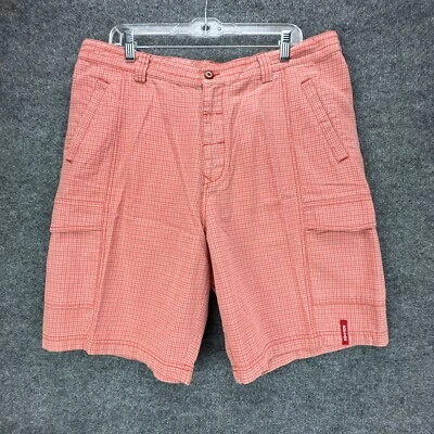 Tommy Bahama Pantalones Cortos Relax 36 Naranja Blanco Guinga Carga Tencel Algodón Preppy Foto 1 de 4