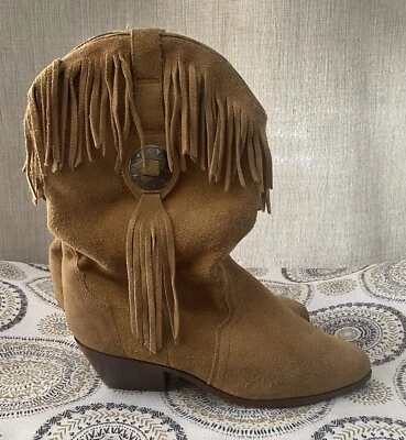 Botas Silver Star Marrón Vaquera Occidental Flecos Houston Gamuza Botas Talla 8 Foto 1 de 4