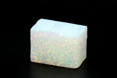 17gr 1pc White Jelly Opal with Green Fire Resin 15% Lab Grown Faceting Rough - Image 1 of 3