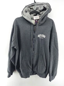 kempo sweatshirt men size XL gray full zip hoodie fleece san diego california - Picture 1 of 8