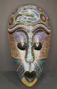 Perchero de pared máscara tribal hecho a mano y pintado a mano - Imagen 1 de 6