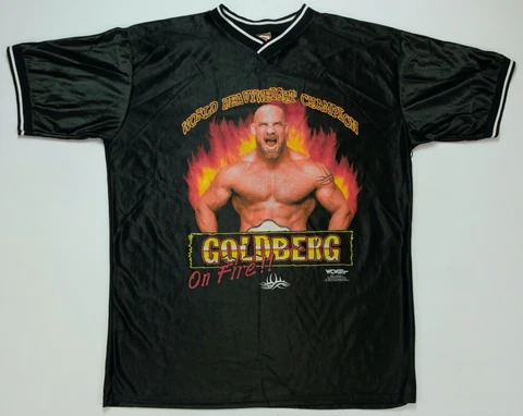 Rare VTG NOVEL TEEZ Goldberg On Fire 1998 Jersey T Shirt 90s WCW Wrestling SZ XL Cover