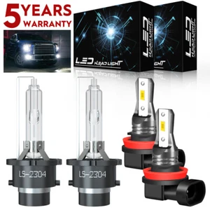HID Headlight HI/Lo Beam+LED Fog Light Bulbs For infiniti QX70 3.7L V6 2014-2019 - Picture 1 of 16