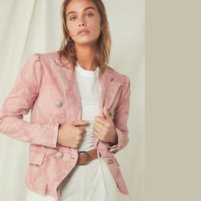 Free People Jacket Womens XSmall Pink James Jacquard Military Blazer Oversized - Image 1 of 4
